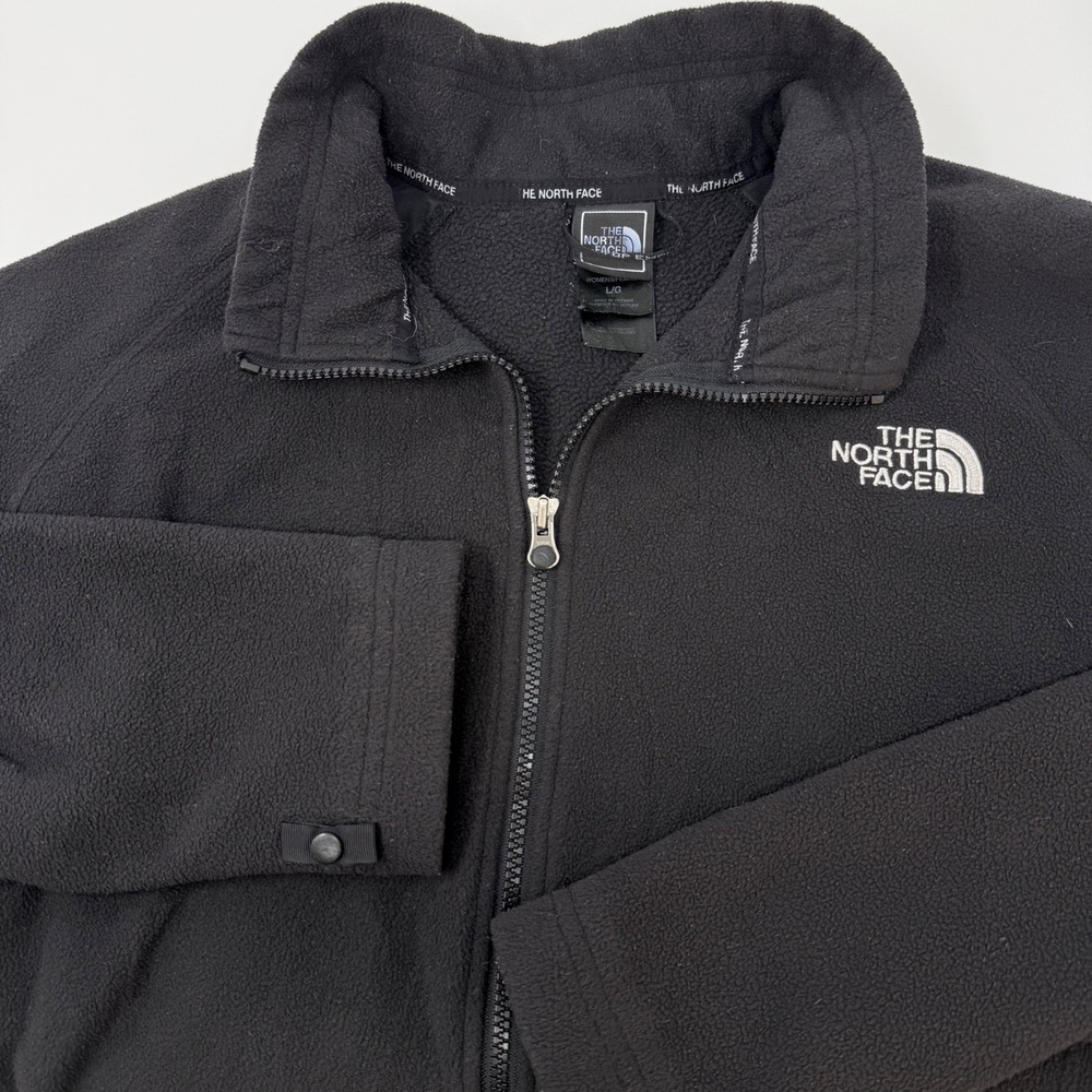 The North Face Womens Full Zip Fleece Jacket Black Mock Neck Large